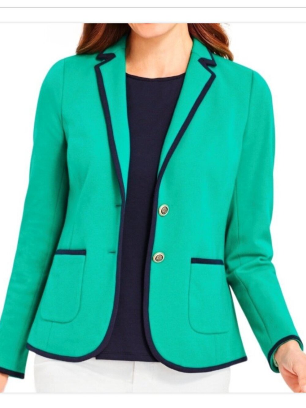 Talbots Aberdeen Pique Knit Blazer Petite 6P (34" Bust) Light teal/aqua